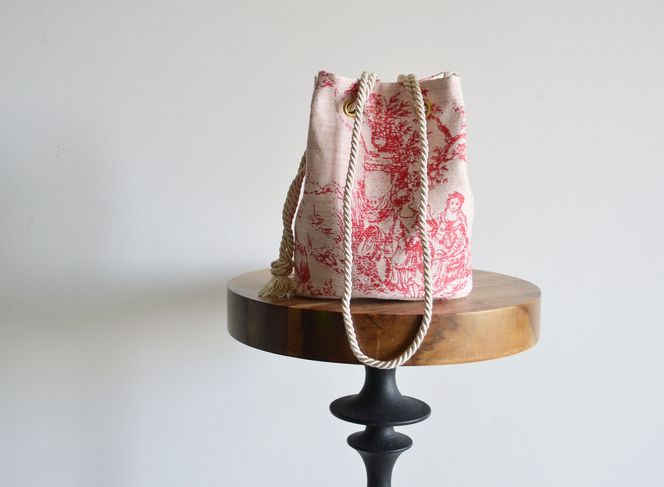 数量限定 トワルドジュイ ジャガード 2wayポシェットマリンバッグレッド Toile de Jouy　ミニショルダー