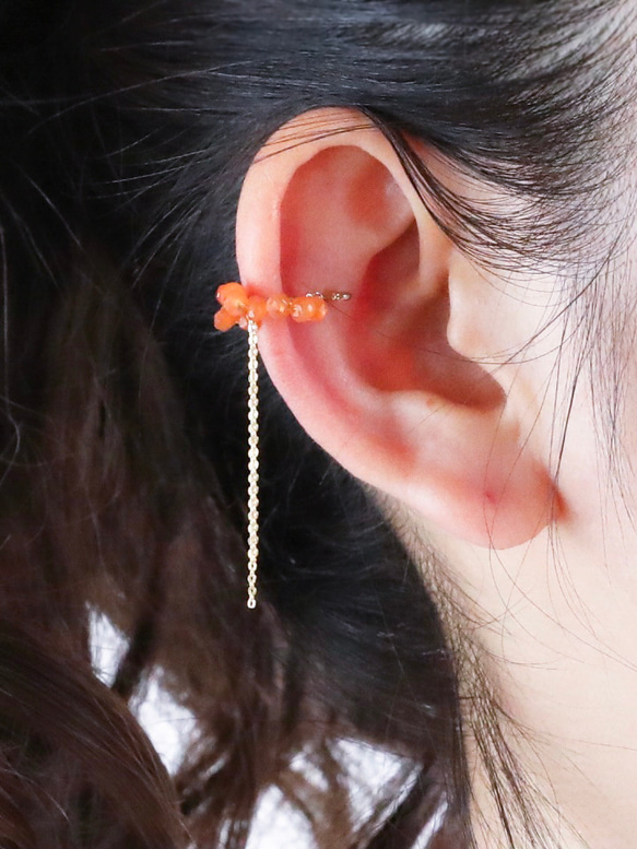 [14kgf] 耳夾 colorato [橘色] 紅玉髓 第8張的照片