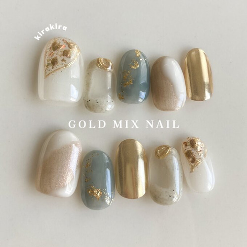 サイズオーダー♡ぷっくりフラワー×バタフライネイルチップ ベージュ  