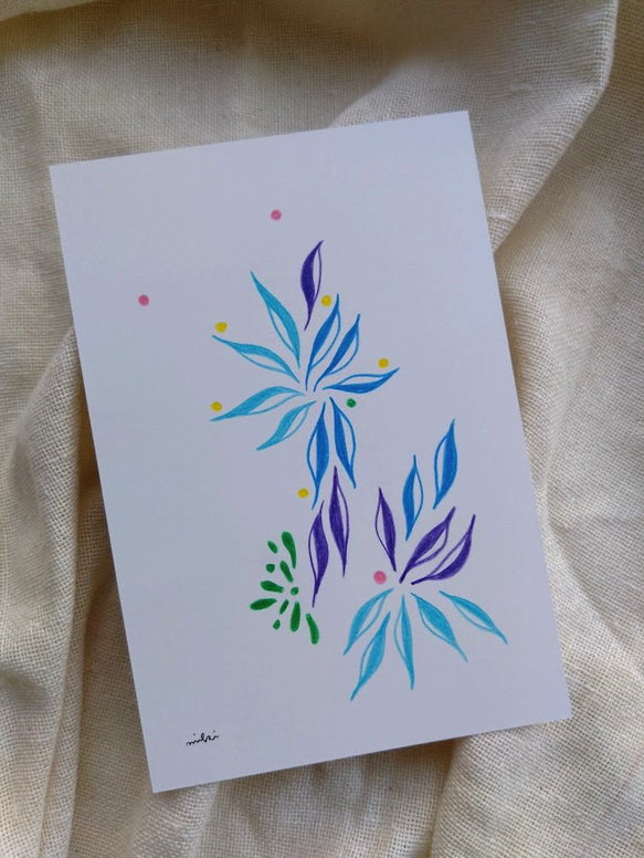 心に咲く色鉛筆画【手書きポストカード原画】　花　アート 2枚目の画像