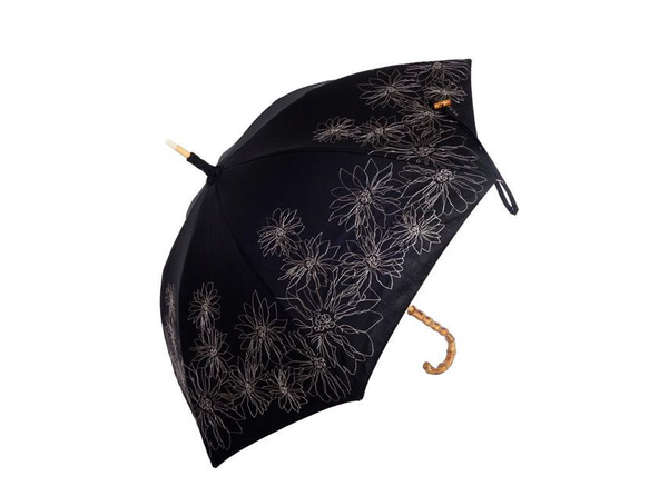 数量限定　特別価格　母の日 完全遮光 刺繍　晴雨兼用　遮光100% 日傘　かわず張り　二重張り 麻混 プレゼント 5枚目の画像