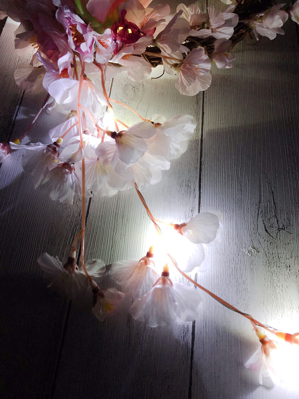 〜ふんわりとした桜のリース.LED&アロマストーン付き〜M 13枚目の画像