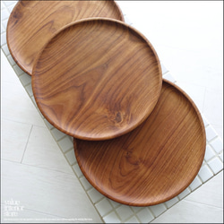 チーク無垢材 丸プレートCL25cm 木皿 ディッシュ 大皿 パンプレート パスタプレート 木製皿 ディナープレート 4枚目の画像