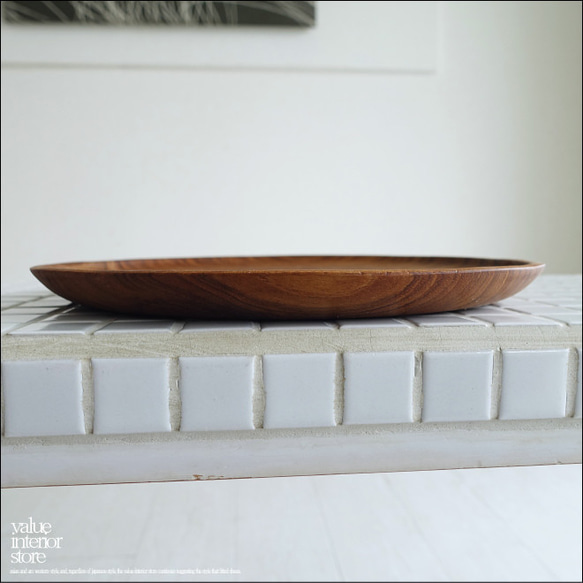 チーク無垢材 丸プレートCL25cm 木皿 ディッシュ 大皿 パンプレート パスタプレート 木製皿 ディナープレート 5枚目の画像