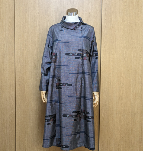 SOLD 着物リメイク ワンピース 大島紬 L〜LL ワンピース さらあお 通販