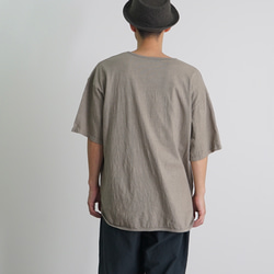 メンズスリットTシャツ/カーキ/愛知県産スラブニット 5枚目の画像