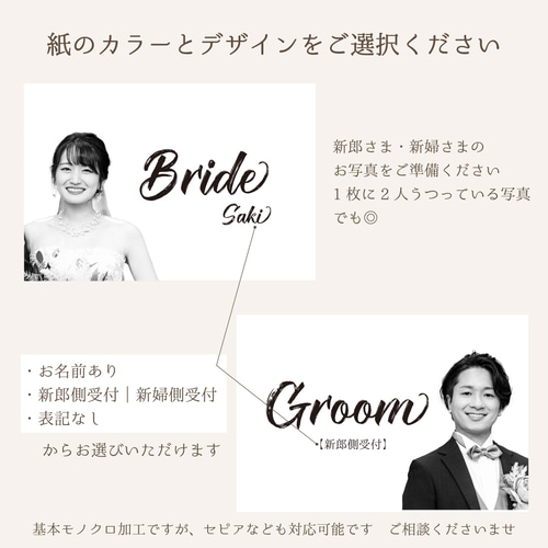 オーダーメイド 受付サイン】 二人の写真を入れてオリジナルの受付 