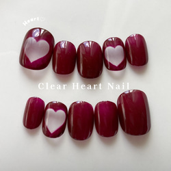 clear heart nail ｜ ハート　ハートネイル　推しネイル　推しカラー　ネイル　ネイルチップ 1枚目の画像