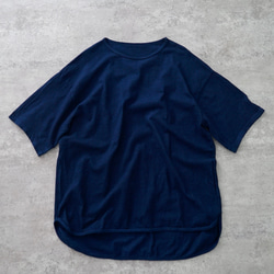 メンズスリットTシャツ/ネイビー/愛知県産スラブニット 2枚目の画像