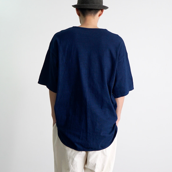 メンズスリットTシャツ/ネイビー/愛知県産スラブニット 5枚目の画像