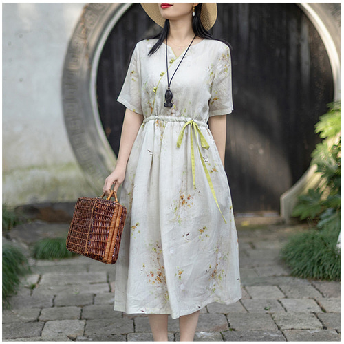 食欲の秋にお勧めワンピース 褒める贅沢上品さ、綺麗、繊細、格好よく 」 麻 ワンピース 80代