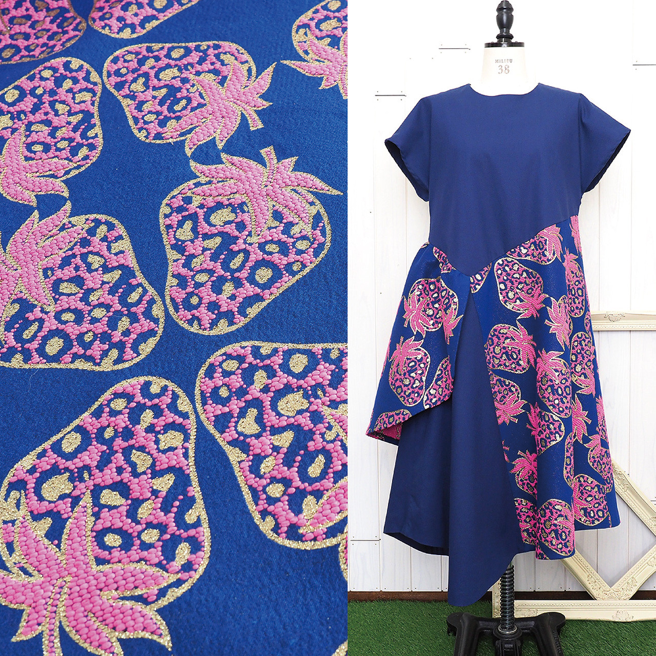 ２色あり☆重ね着もオッケー 毒かわいい？アシンメトリーワンピース【サイケなイチゴ】