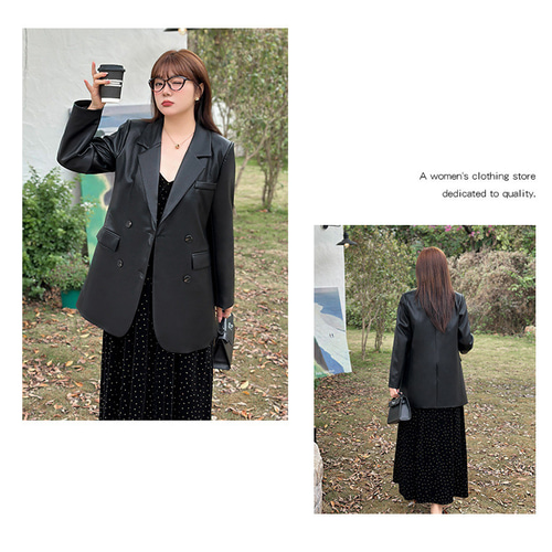 春秋新作 XL~5XL スーツレザージャケット レディース 大きい