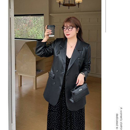 春秋新作 XL~5XL スーツレザージャケット レディース 大きい