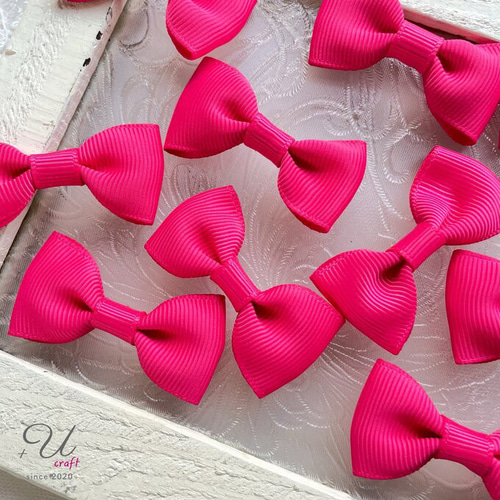 478【パーツ/6ヶ】グログランリボン/ショッキングピンク デコパーツ