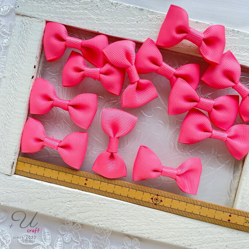 480【パーツ/6ヶ】グログランリボン/サーモンピンク デコパーツ  