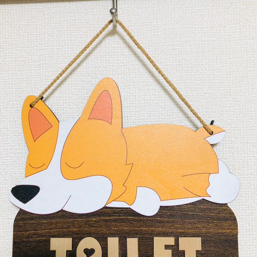 トイレドア飾り 可愛いワンちゃん 壁掛けラック・ウォールシェルフ