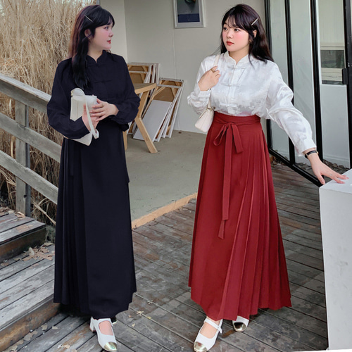 春夏新作 XL~5XL 漢服シャツ中国風馬顔スカートセット 大きいサイズ