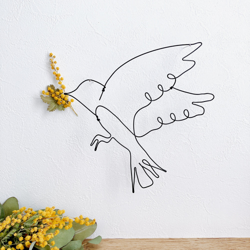 鳥 bird 2羽セット ワイヤークラフト ワイヤーレタリングの通販