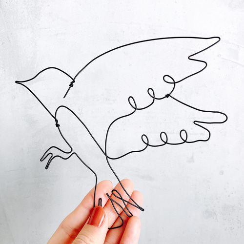 鳥 bird 2羽セット ワイヤークラフト ワイヤーレタリングの通販