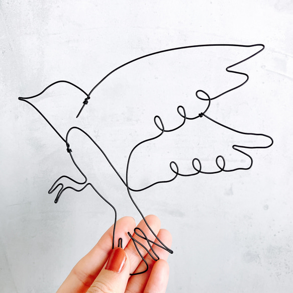 ミモザと小鳥のワイヤーアート｜「鳥は春を告げて」春のインテリア・プチギフトに 2枚目の画像