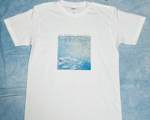 モネ 睡蓮（ウスター美術館バージョン）綿5.6オンスTシャツ 白 SML有 T