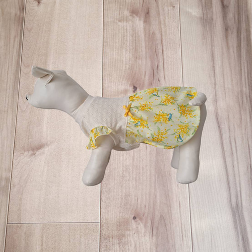 犬服ハンドメイド♡ミモザと小鳥ちゃんワンピースオーダー♡みるくちゃん♡ 犬服ハンドメイド♡ミモザと小鳥ちゃんワンピースオーダー
