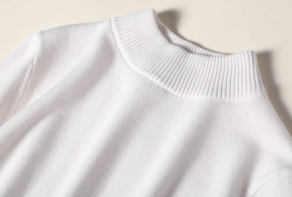 ★僅樣品銷售1件★100%純棉內衣針織小高領毛衣 米白色 211001-01 第2張的照片