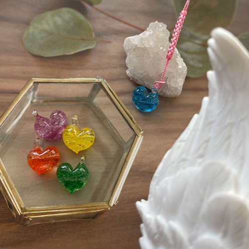 龍神のすず 魔法のハート ご祈祷済 盛り塩 トンボ玉 雫硝子玉  