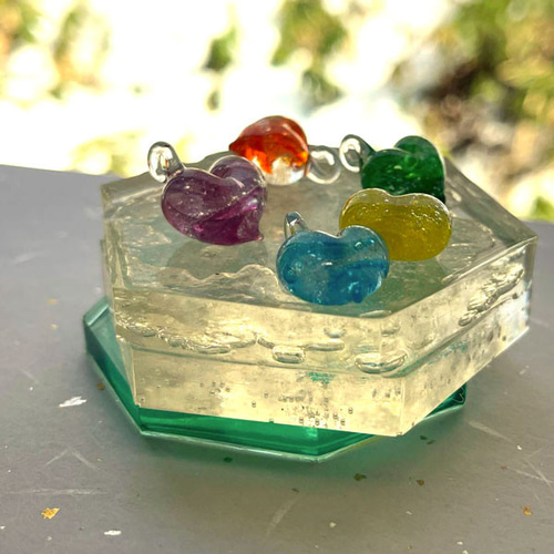 龍神のすず 魔法のハート ご祈祷済 盛り塩 トンボ玉 雫硝子玉  