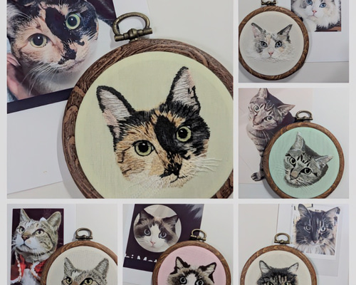 ねこ 猫 うちの子似顔絵刺繍 その他アート loved wan(ラブドワン