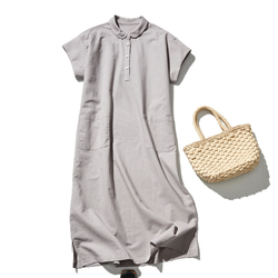 ★樣品僅售1件★棉麻洋裝 Marueli 洋裝 短袖 淺灰色 210705-8 第1張的照片