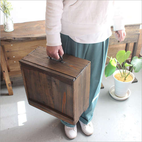 岡持ち おかもち リメイク品 アンティーク 木製 小物収納 薬 CD