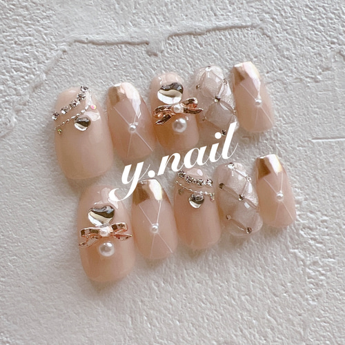 ネイルチップ/バレエコア/リボン/キルティングネイル/ガーリー