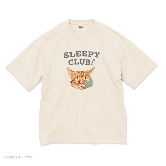 厚みのあるBIGシルエットTシャツ「SLEEPY CLUB_CAT」/送料無料 5枚目の画像