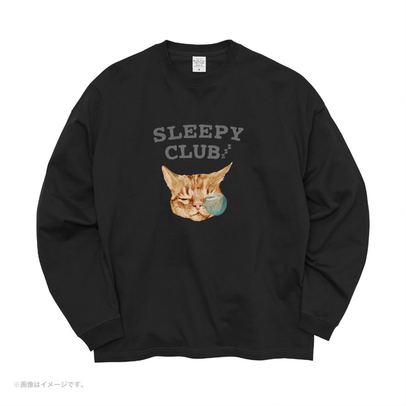 リラックスBIGシルエットTシャツ「SLEEPY CLUB_CAT」/送料無料 4枚目の画像