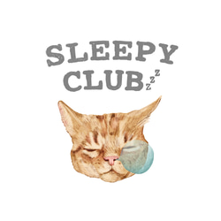 リラックスBIGシルエットTシャツ「SLEEPY CLUB_CAT」/送料無料 2枚目の画像