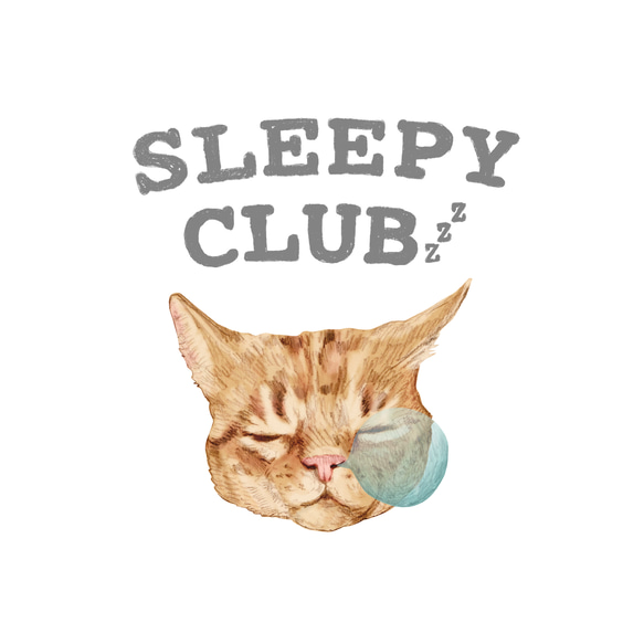 リラックスBIGシルエットTシャツ「SLEEPY CLUB_CAT」/送料無料 2枚目の画像