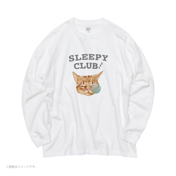 リラックスBIGシルエットTシャツ「SLEEPY CLUB_CAT」/送料無料 3枚目の画像