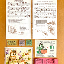 ＊猫の音楽会＊  猫好きさんのコラージュ素材B 27点/ドイツのクロモス、幼児向け楽譜、海外の音楽関連の切手等♪ 5枚目の画像