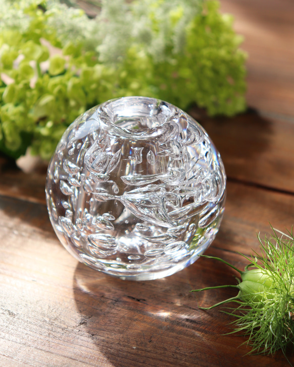 新作2024「ひかりの一輪挿し」クリスタルガラス 吹きガラス 贈り物 煌めき 透明感 ギフト北欧 9枚目の画像