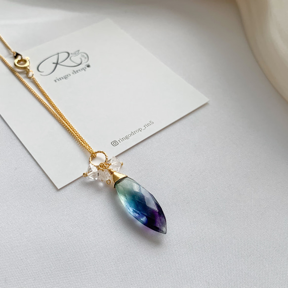 14kgfネックレストップフローライト 14kgf ブルー フローライト