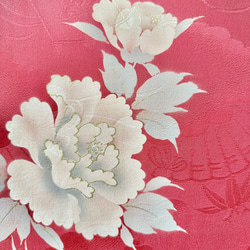 着物のファブリックパネル　アンティークピンクに牡丹と薔薇（2枚セット）着物リメイク　インテリア　古民家　壁飾り　日本 8枚目の画像
