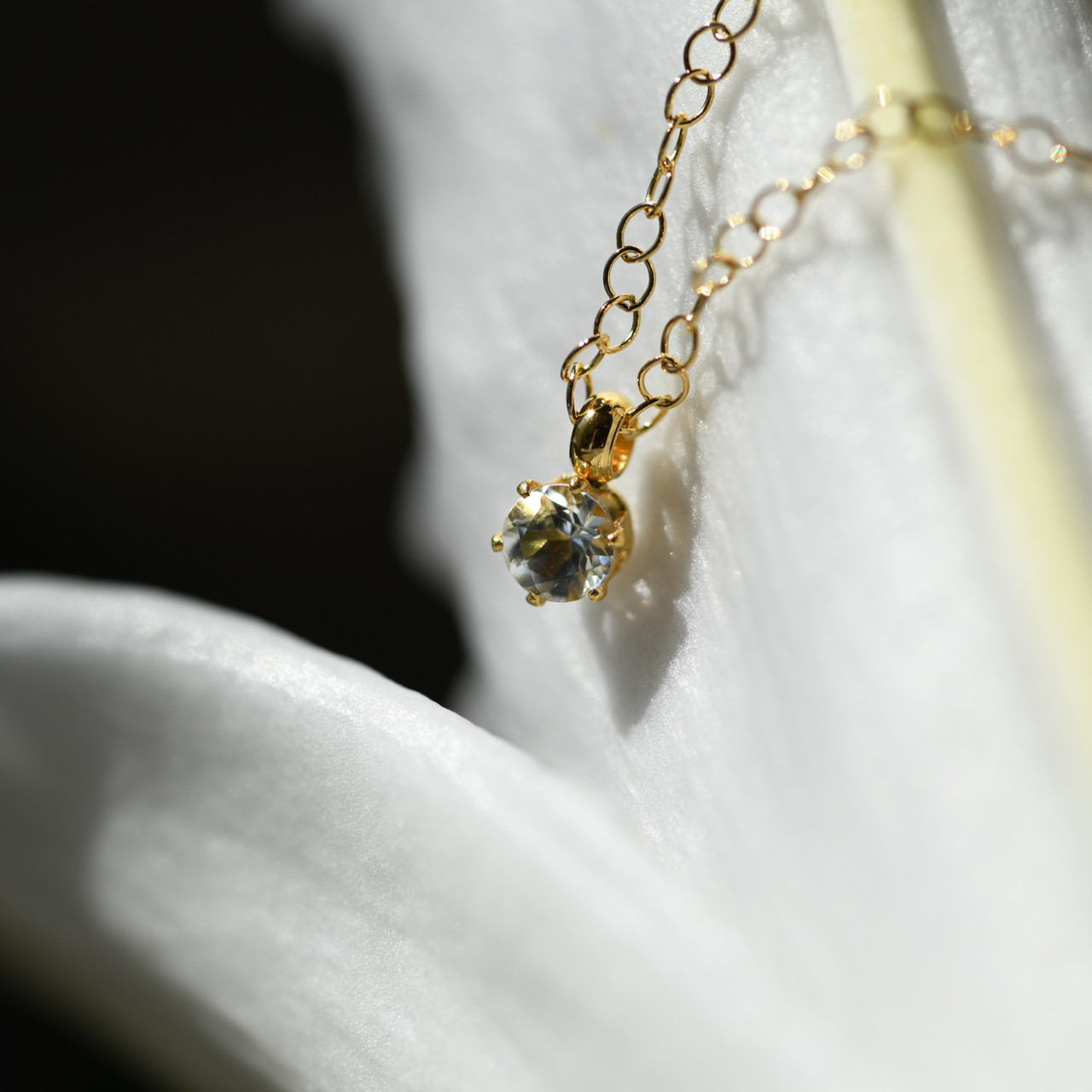 高品質アクアマリンのシルバー925 / 14KGF ネックレス 天然石 シンプル 仕事 オフィス [No.162]