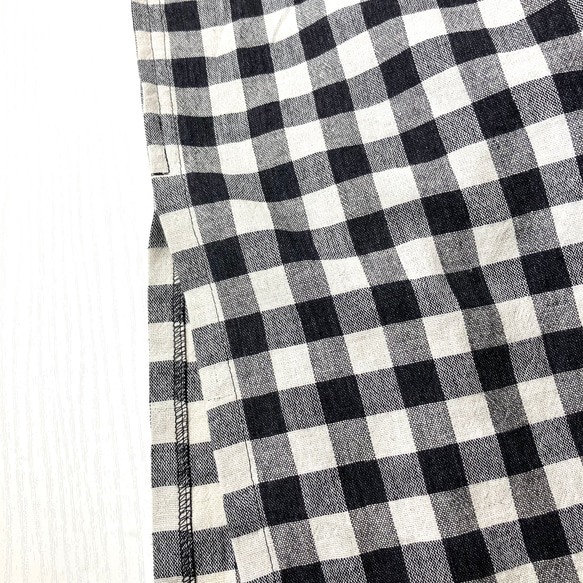 リネンと綿麻で作ったデザインスカート（チェック＆無地）byAki［A2419］ 10枚目の画像