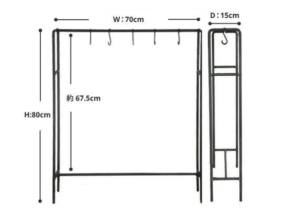木枠屋オリジナル　アイアンハンガーラックSサイズ（棚板付）今だけカッティングボード１枚プレゼント！！ 4枚目の画像