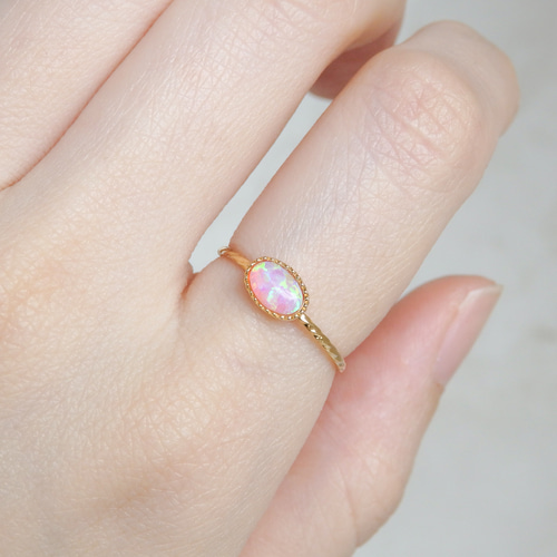 ♡理楽♡　オーダー　オパールデザインリング K18メキシコオパールデザインリングのご紹介です。／新商品のご