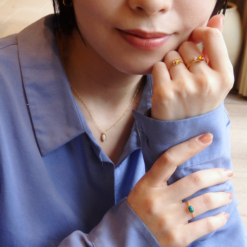 シンセティックブラックオパール リング 指輪 10月誕生石・サイズ