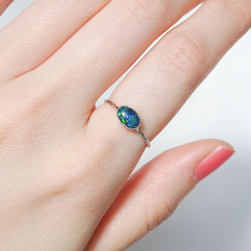 ブラックオパール 1.10ct プラチナ リング ダイヤモンド 指輪 12号 シンセティックブラックオパール リング 指輪 10月誕生石・サイズ