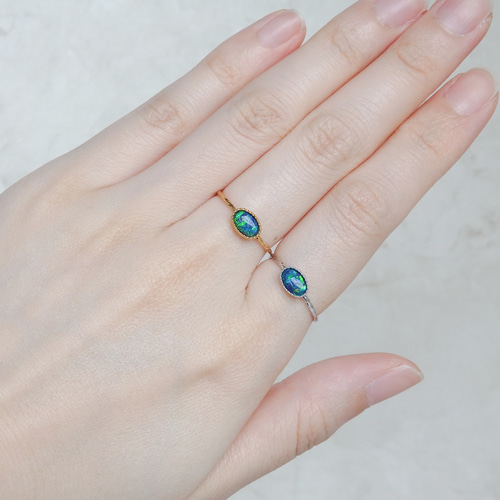 オパールブレスレットとブラックオパールリングのセット Black Opal K18ブラックオパール ダイヤモンドリング (NO.38332) – JEX